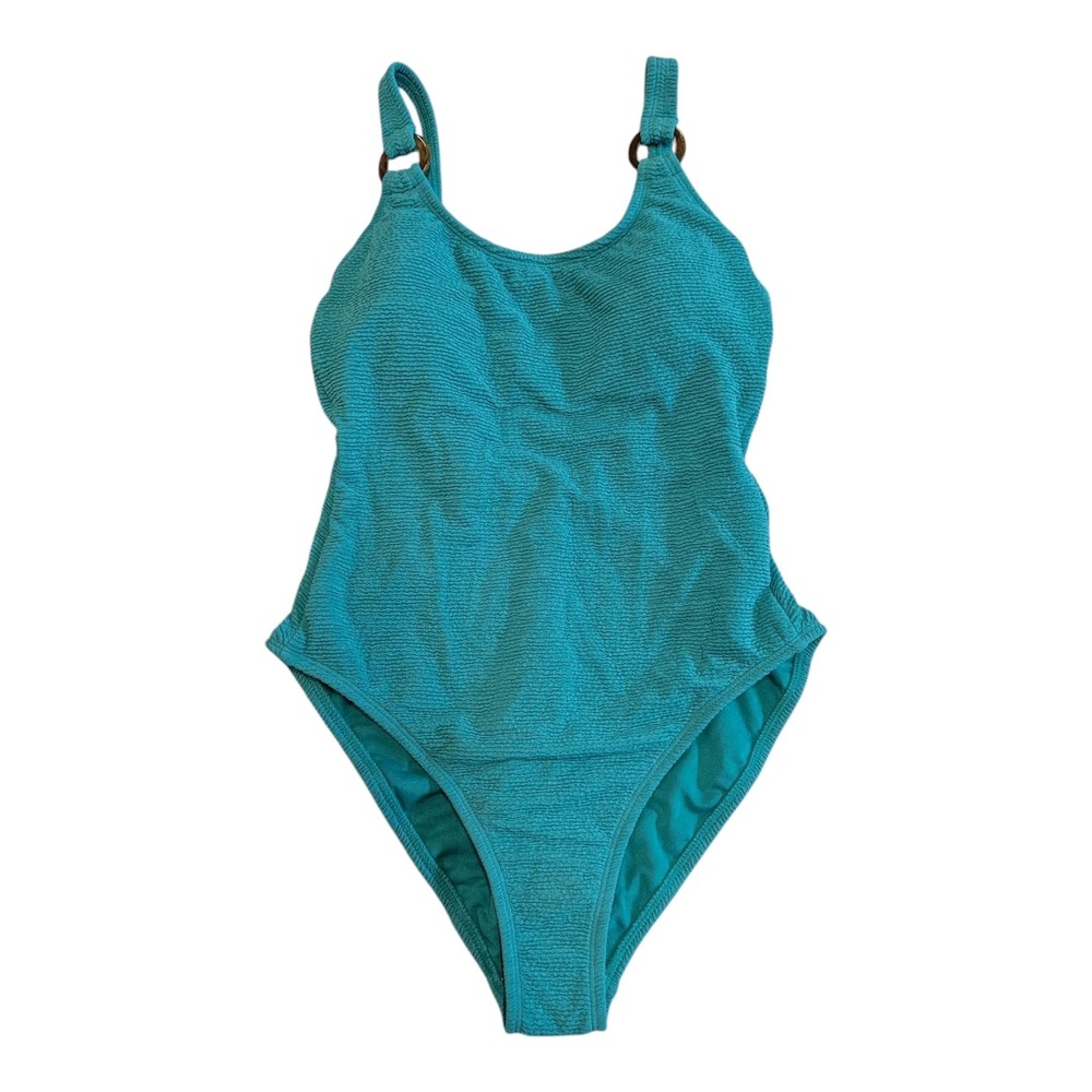 S-10 Women's Pucker Textured High Leg One Piece Swimsuit - Shade & Shore Teal L